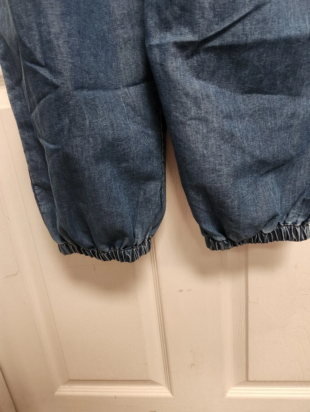 Denim Strapless Jumpsuit with Cargo Pockets - Blue - Picture 5 of 12